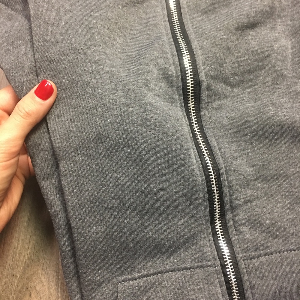 New! Charcoal Grey Zip Up Hoodie Sweater Dress - Picture 6 of 6
